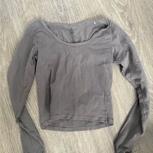 Brandy Melville Gray Fitted Crop Bodysuit